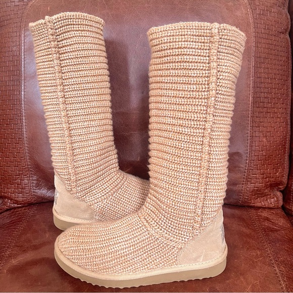 UGG Classic Cardy Knit Tall Boots Size 7 - Picture 3 of 9